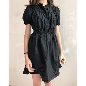 J.Crew 100% Cotton Puff-Sleeve Poplin Shirtdress Size M Black